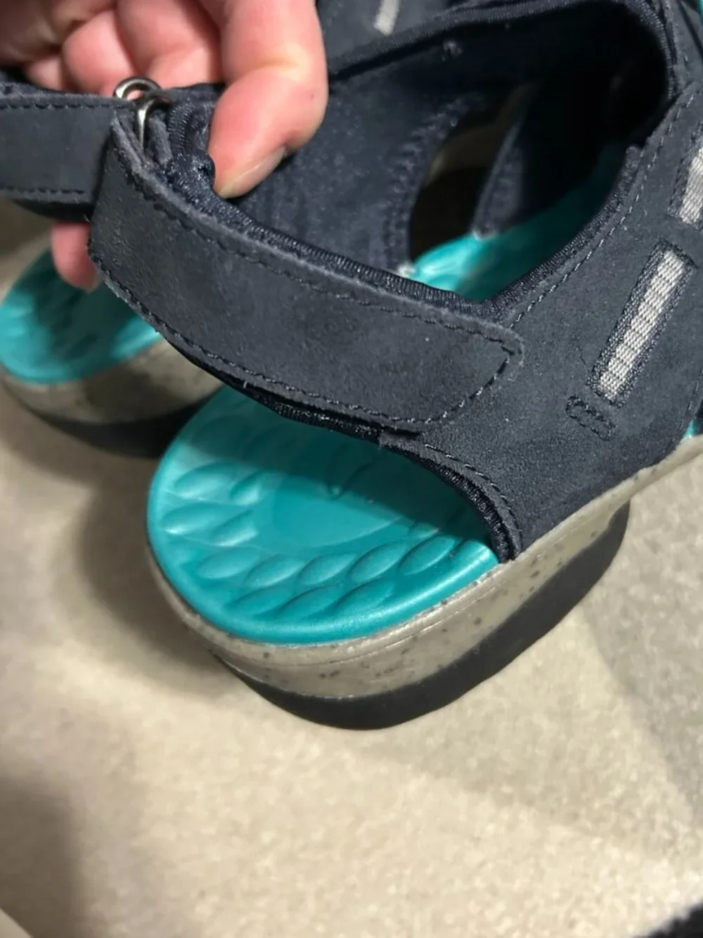 Clarks‎ Tuvia Madee Fisherman Navy/Teal Adjustable Sandals Women's Size 10